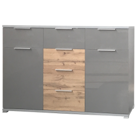 Комод 2Дв 6Ящ Лінц / Linz Сірий Шифер - Дуб Вотан MiroMark LI-66-GS 