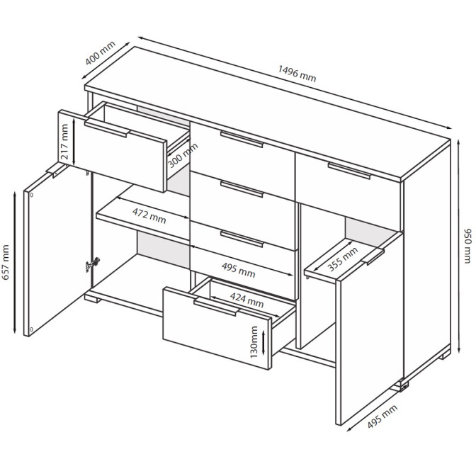Комод Линц 2Дв 6Шх MiroMark купить