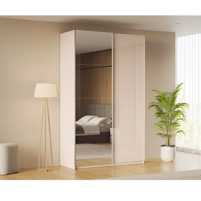 Шкаф-купе с зеркалом 1,5х2,4 Лилу / Lily Глянец Кашемир MiroMark LY-84-GC 