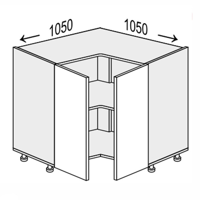 Кухонная секция Валенсия нижняя Угол Н 90° 1050х1050/820 2дв VL-094W/9003 MiroMark