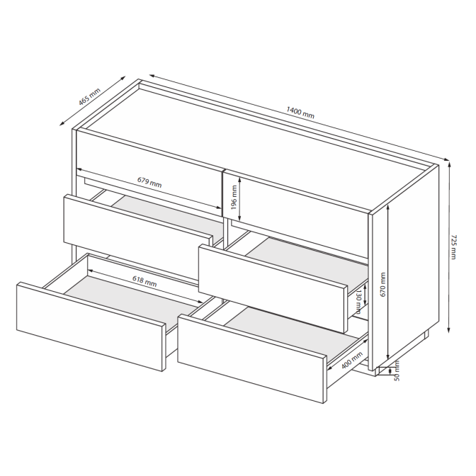 Комод 6Ящ Тео / Teo Мат Антрацит-Мат Графит MiroMark TO-66-AG
