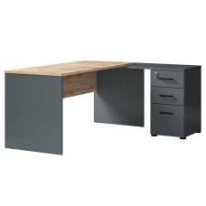 Стол Руковадителя правый Джуриан / Jurian Мат Антрацит - Дуб Вотан MiroMark JN-134-AW