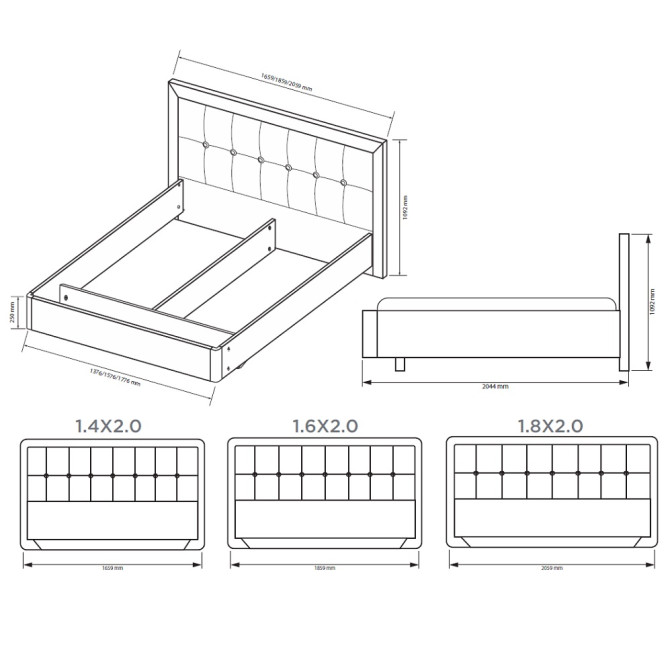 Кровать с мягкой спинкой 1,6*2,0 Белла / Bella Глянец белый MiroMark BL-37-WB