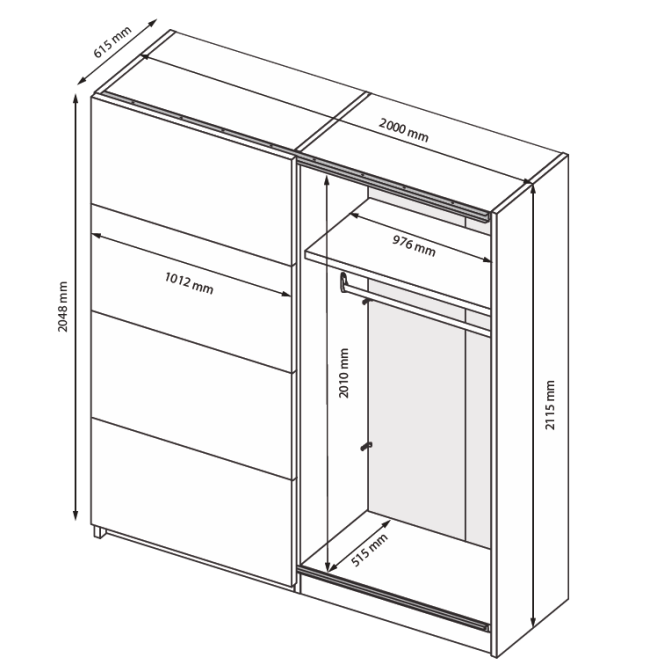 Шкаф-купе с зеркалом 2,0х2,1Дони / Doni Графит MiroMark DN-20-GT