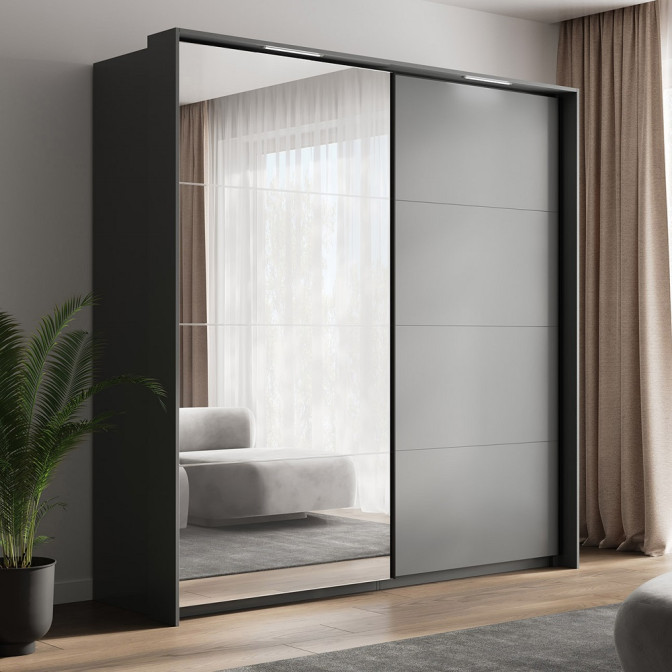 Шкаф-купе с зеркалом 2,0х2,1Дони / Doni Графит MiroMark DN-20-GT