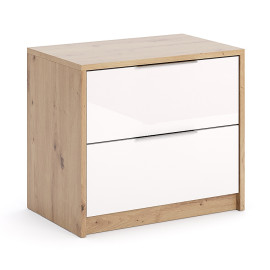 Тумба приліжкова 2Ящ Реймонд / Raymond Глянець Білий - Дуб Артизан MiroMark RN-52-MA/WB