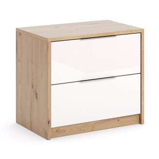 Тумба прикроватная 2Ящ Реймонд / Raymond Глянец Белый - Дуб Артизан  MiroMark RN-52-MA/WB