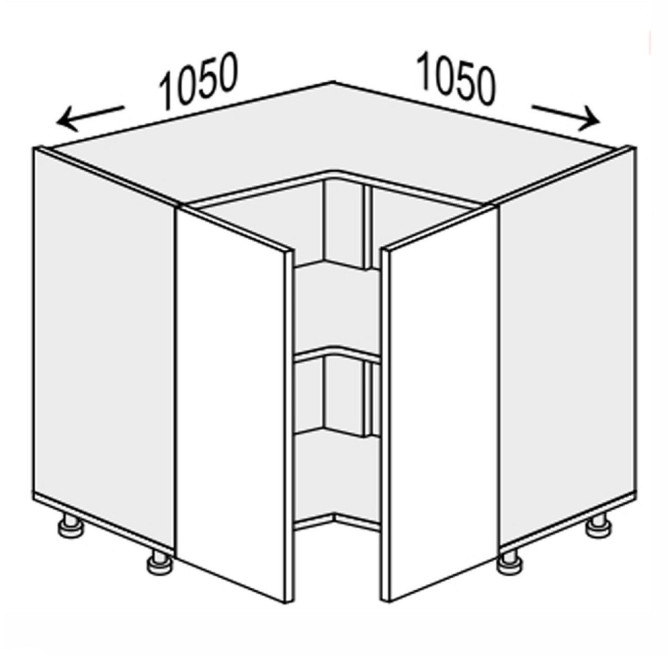 Кухонна секція нижня Міленіум Кут Н 90° 1050х1050/820 2дв ML-094W/9003 MiroMark