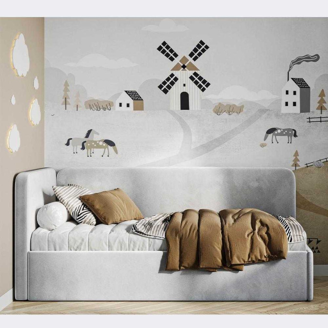 Ліжко Хеппі з мяким узголівям та каркасом MiroMark купити