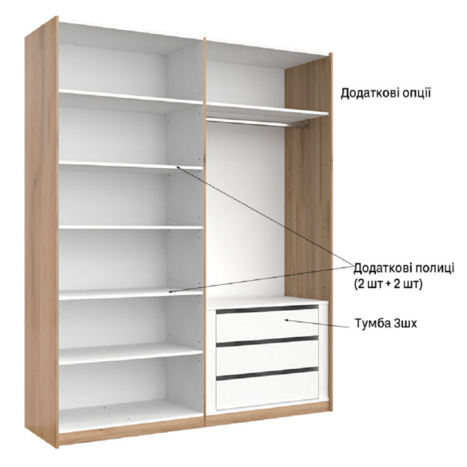 Шкаф-купе с зеркалом 2,0x2,1 Белла / Bella Глянец Белый MiroMark BL-15-WB