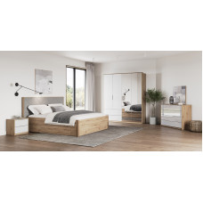 Комплект в спальню 4Дв Реймонд / Raymond Глянец Белый - Дуб Артизан MiroMark