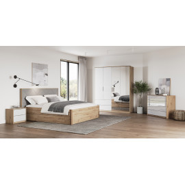 Комплект в спальню 4Дв Реймонд / Raymond Глянець Білий - Дуб Артизан MiroMark