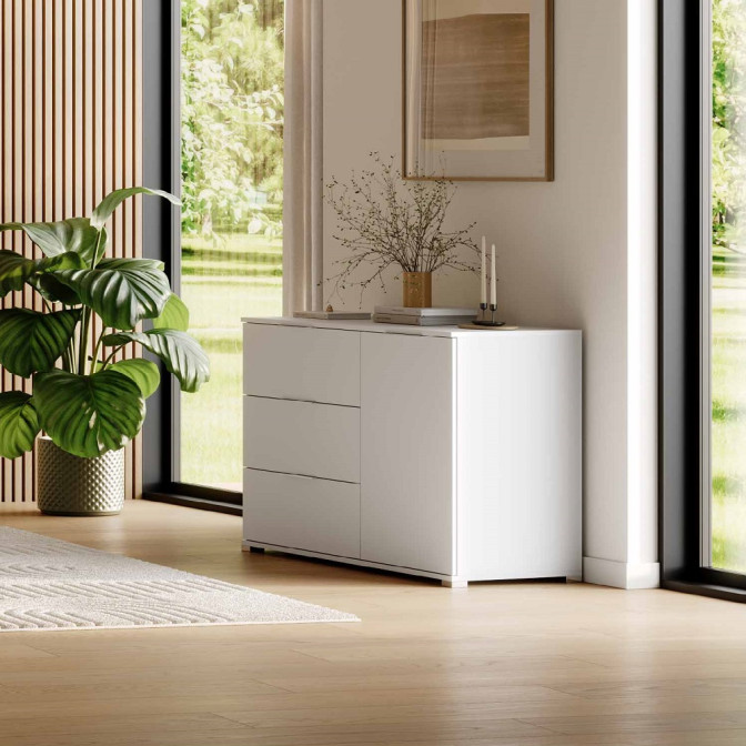 Комод 1Дв 3Ящ Бартон / Barton Супер Мат Білий MiroMark BT-61-WM