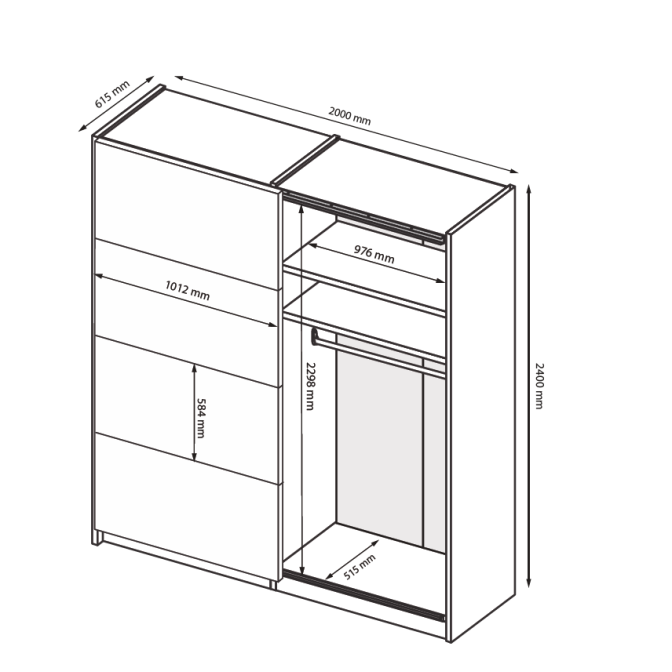 Шкаф-купе 2,0х2,4 Лилу / Lily Глянец Кашемир MiroMark LY-85-GC   