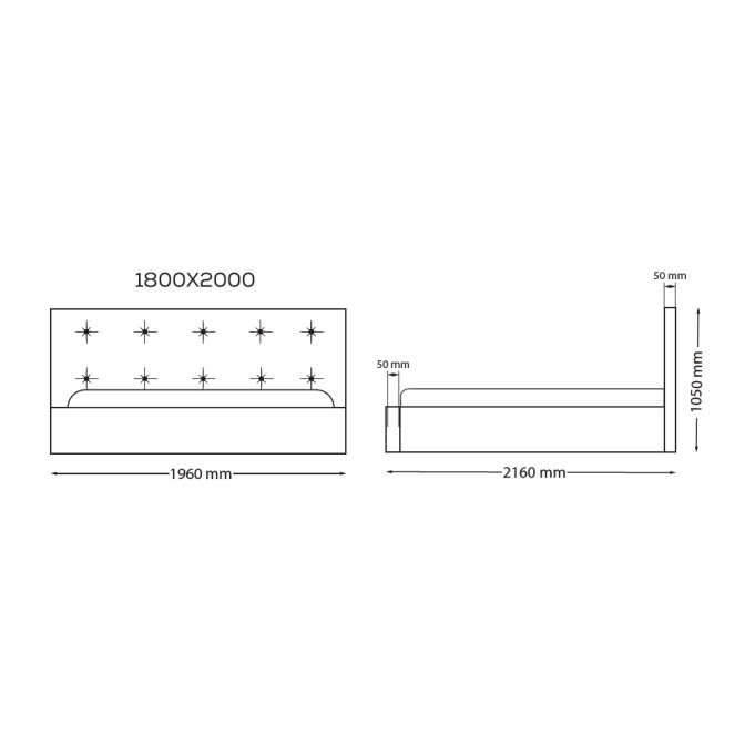 Кровать Мягкая обивка 1,8x2,0 Катрин / Katrin Серый Велюр MiroMark KT-38-WM
