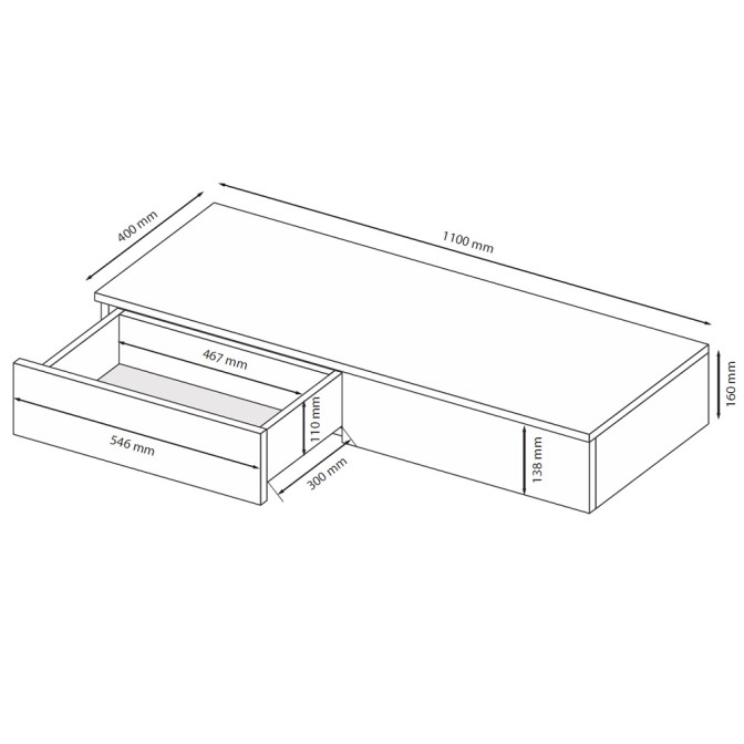 Столик туалетный 2Ящ Вива / Viva Шиншила Серая MiroMark VV-72-GG