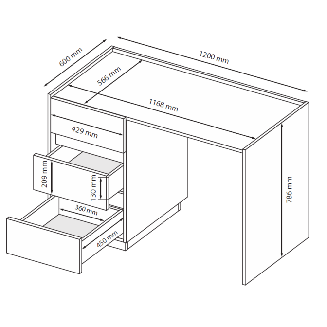 Стол письменный 3Ящ Тео / Teo Мат Антрацит-Мат Графит MiroMark TO-73-AG