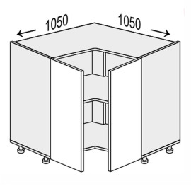Кухонная секция Винтаж нижняя Угол Н 90° 1050х1050/820 2дв VN-094W/9003 MiroMark