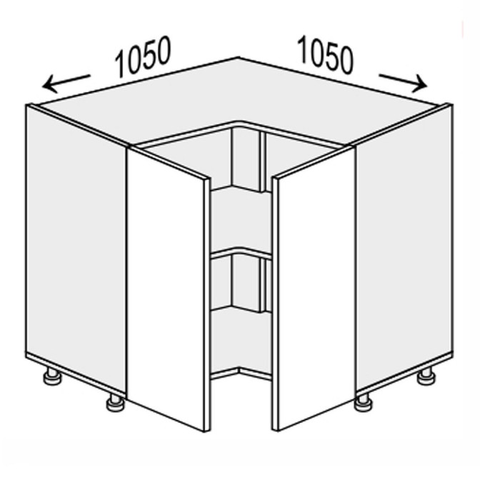 Кухонная секция Винтаж нижняя Угол Н 90° 1050х1050/820 2дв VN-094W/9003 MiroMark