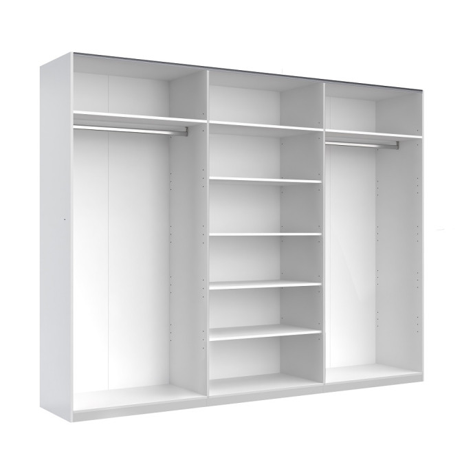 Шкаф-купе с зеркалом 2,5х2,1 Меги / Megy Глянец Шиншила Серая MiroMark MG-25-GG