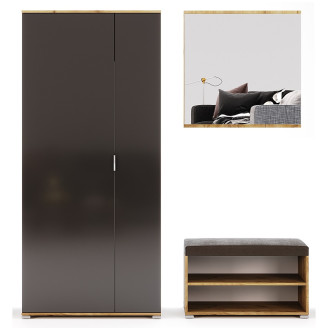 Комплект в прихожую 4 Луна / Luna Дуб Крафт – Мат Лава MiroMark