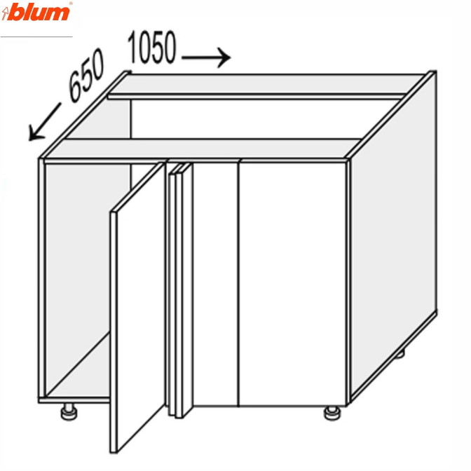 Кухонная секция Валенсия нижняя Угол Н 90° 1050х650/820 1дв Pro Blum VL-096W/9003 MiroMark