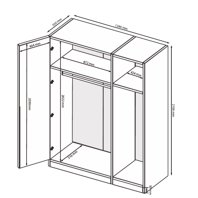 Шкаф Доминика 3Дв без зеркал MiroMark купить