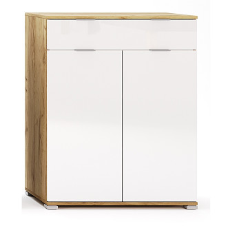 Комод 2Дв 1Ящ Асти / Asti Глянец Белый - Дуб Крафт MiroMark AS-62-WB