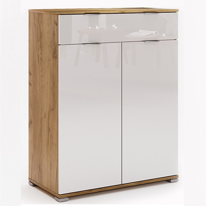 Комод 2Дв 1Ящ Асти / Asti Глянец Белый - Дуб Крафт MiroMark AS-62-WB