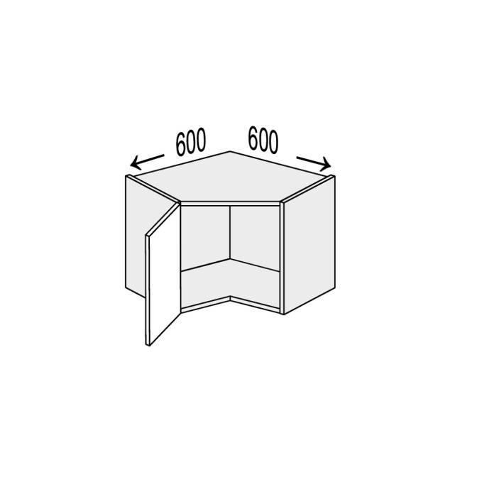 Кухонная секция Лео верхняя угол В 45° 600х600/450 1дв LE-392W/06 MiroMark