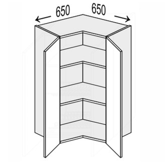 Кухонная секция Валенсия верхняя Угол В 90° 650х650/900 2дв VL-592W/9003 MiroMark Кухонная секция Валенсия верхняя Угол В 90° 650х650/900 2дв VL-592W/9003 MiroMark
