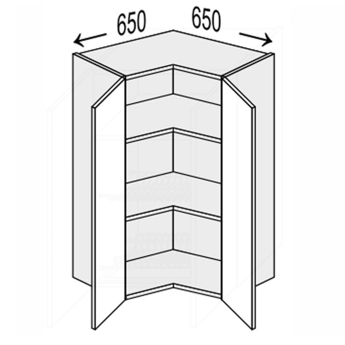 Кухонная секция Валенсия верхняя Угол В 90° 650х650/900 2дв VL-592W/9003 MiroMark