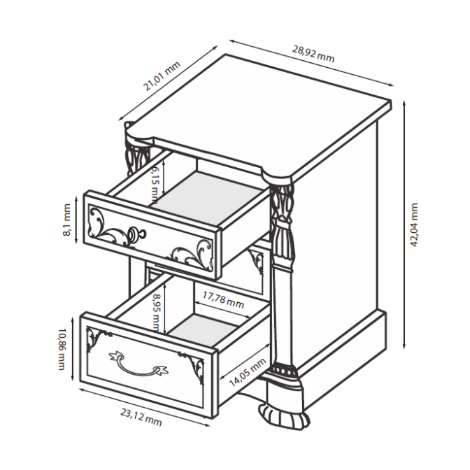 Тумба прикроватная Роселла 3Ш радика беж MiroMark купить