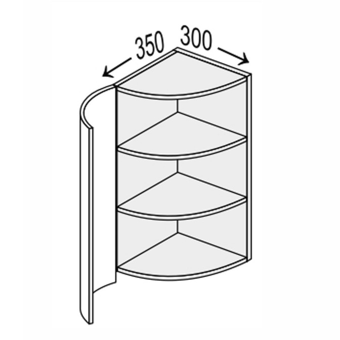 Кухонна секція Глорі верхня 30ВЗР/720 1дв Радіусне закінчення GL-432W/01 MiroMark