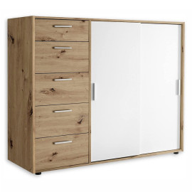 Комод 2Дв 5Ящ Кейс / Case Дуб Артизан - Белый MiroMark 38312T2M