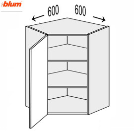 Кухонная секция Валенсия верхняя Угол В 45° 600х600/720 1дв Pro Blum VL-496W/9003 MiroMark               