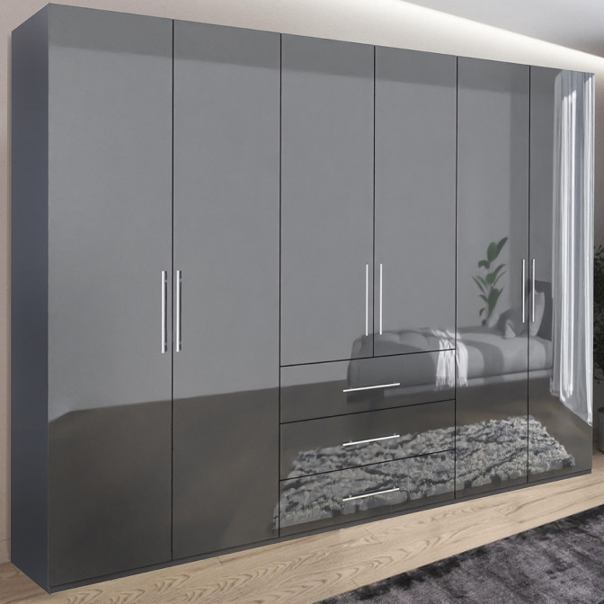 Шкаф 6Дв 3Ящ Магнум / Magnum Глянец Антрацит MG-16-AN