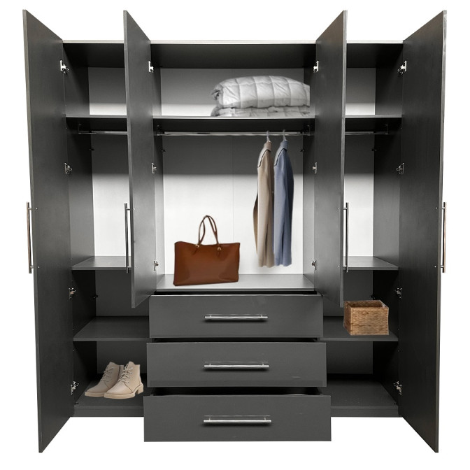 Шкаф 4Дв 3Ящ Магнум / Magnum Глянец Антрацит MG-14-AN