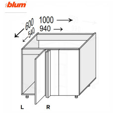 Кухонная секция Миллениум WG нижняя Угол Н 90° 1000х600/820 1дв Pro Blum Левая ML-099W/01L MiroMark