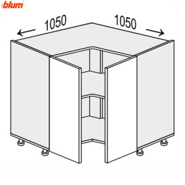 Кухонна секція Мері нижня Кут Н 90° 1050х1050/820 2дв Pro Blum MR-097W/9003gl MiroMark