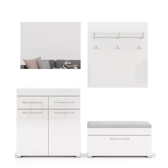 Комплект в прихожую 5 Аманда / Amanda Глянец Белый MiroMark