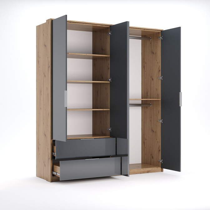 Шкаф 4Дв 2Ящ Реймонд / Raymond Мат Антрацит - Дуб Артизан MiroMark RN-14-MA/WB