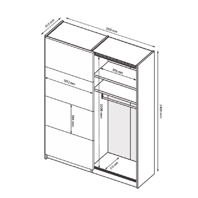Шкаф-купе 2,0x2,4 Вива / Viva Глянец Белый MiroMark VV-85-WB