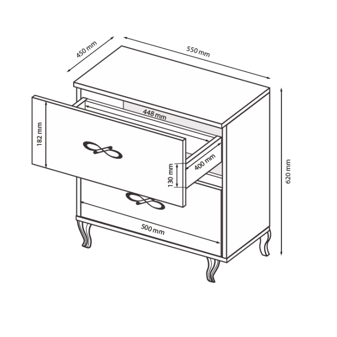 Тумба прикроватная Империя 2ш MiroMark купить