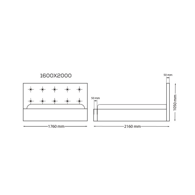 Кровать Мягкая обивка 1,6x2,0 Катрин / Katrin MiroMark SF-36-KR