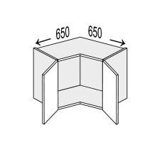 Кухонная секция Мери верхняя Угол В 90° 650х650/350 2дв MR-190W/9003gl MiroMark