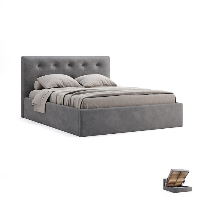 Кровать Мягкая обивка с каркасом Подъёмным механизмом 1,8x2,0 Катрин / Katrin Серый Велюр MiroMark KT-48-WM
