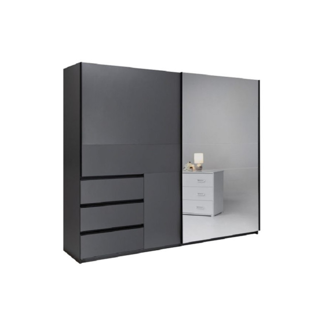 Шафа-купе 2.5м 2Дв із дзеркалом Вільма / Wilma Графіт MiroMark WL-25-GT