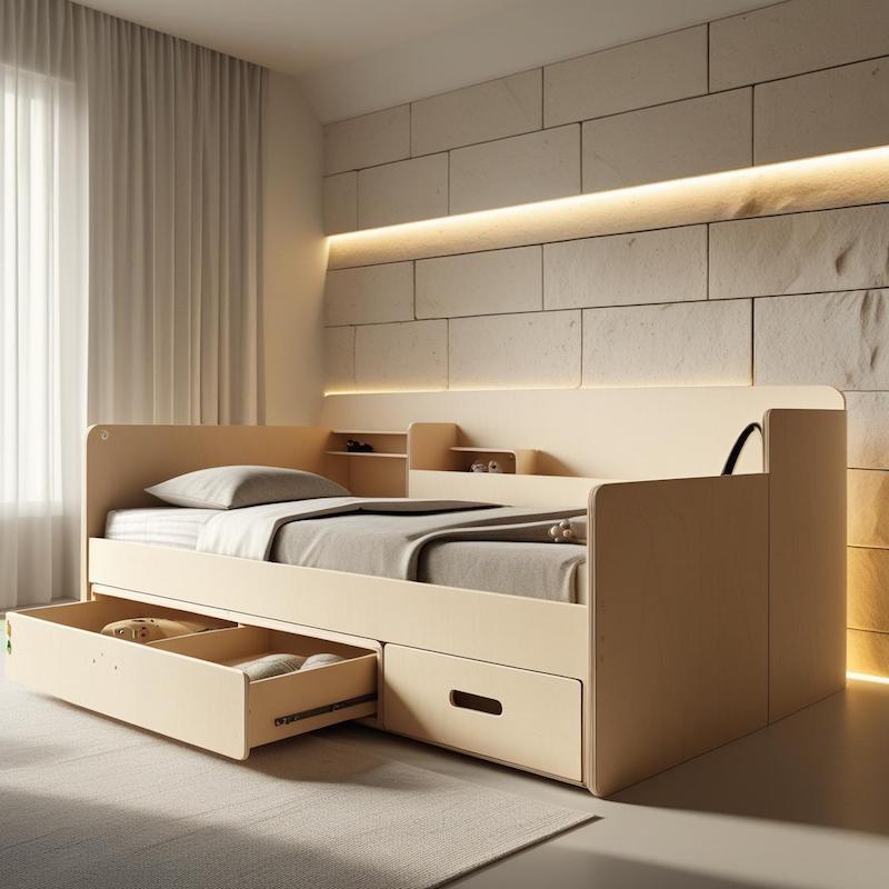 купить детскую кроватку с бортиками — кровать для мальчика с ящиками